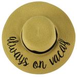 Printed Logo Fun Verbiage Wide Brim Floppy Beach Hat , 4" Summer Straw Hats
