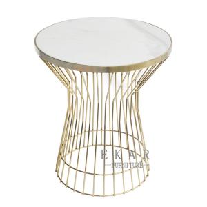 China Living Room Furniture Marble Top Side Table Gold factory