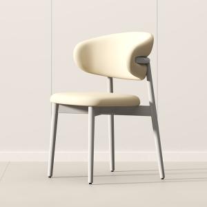 China Light Luxury Hotel Restaurant Furniture Stainless Steel Armrest Leather Dining Chair factory