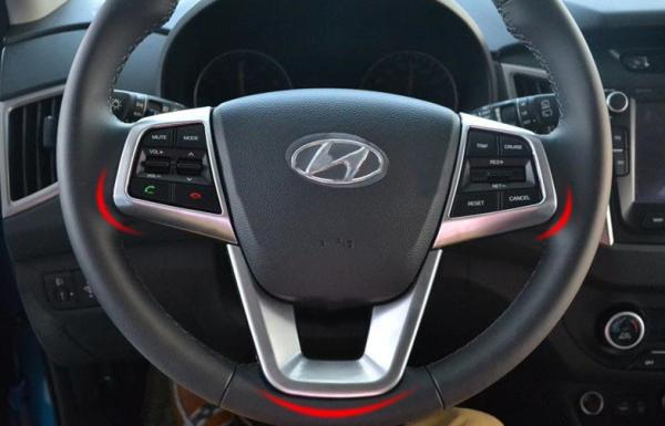 Auto Interior Trim Parts , Chrome Steering Wheel Garnish for Hyundai IX25 2014
