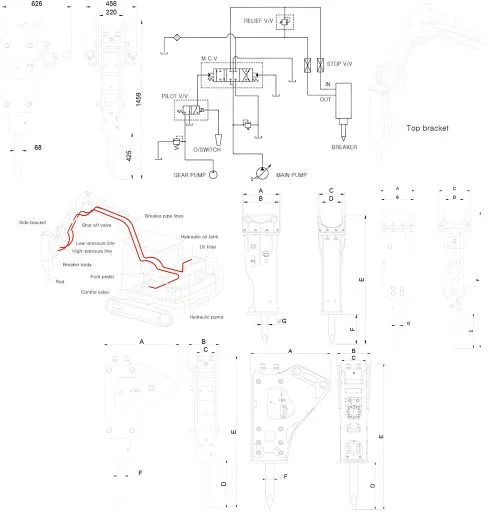 Best Mini Excavator Skid Steer Backhoe Loader Chisel 68mm Hydraulic Side Top Silent Box Rock Concrete Cement Breaker Hammer for Earthmoving Backhoe Jcb-3cx 3dx