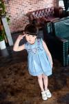 2016 Fashion Girl Kid's Sleeveless Skirt Floral Blue Jeans Q218