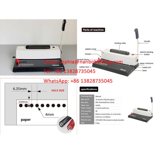 Electric C348 Spiral Binding Machine, Coil Binding Machine Hole 4/1