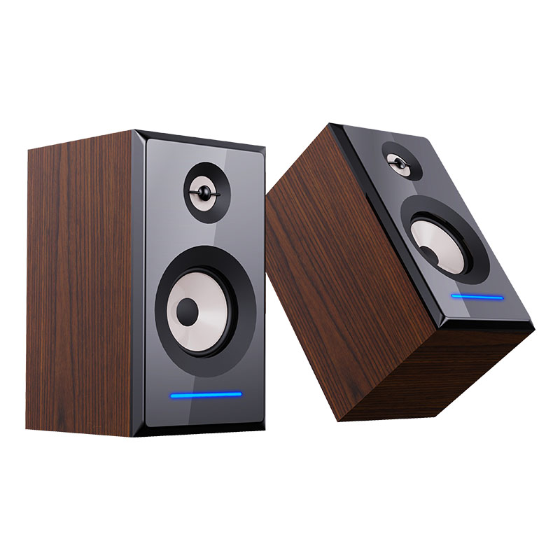 Active Brown BT 5.0 Wireless Bookshelf Speaker S-63 featuring TWO-WAY Audio Crossover