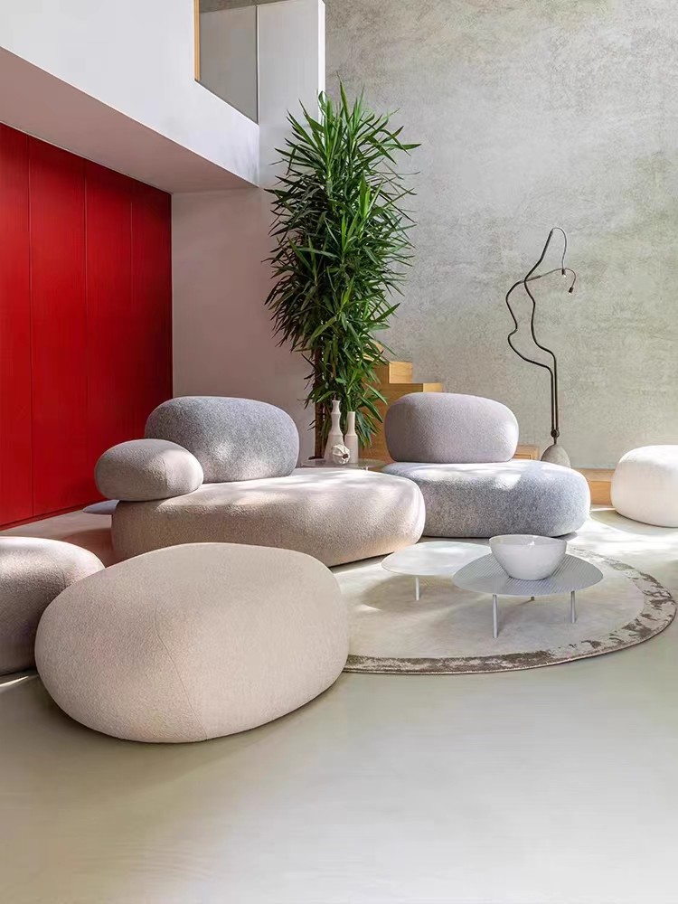 Cobblestone Design Fabric Sofa Set Combination Living Room Lobby Pebble Sofa