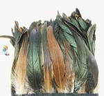 Chic Dyed Rooster Coque Feather Fringe Trim with Satin Ribbon Tapes