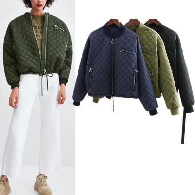 Stand Collar Short Bomber Jacket Womens Quilted Oversized Bomber Jacket Drop