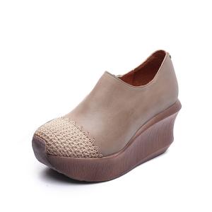 China S169 2019 autumn and winter new fashion pointed toe oil wax leather short boots retro art manual increase women's shoes factory