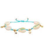 Adjustable Braided Sea Cowrie Shell Bracelet Set Bohemian Seashell for Women