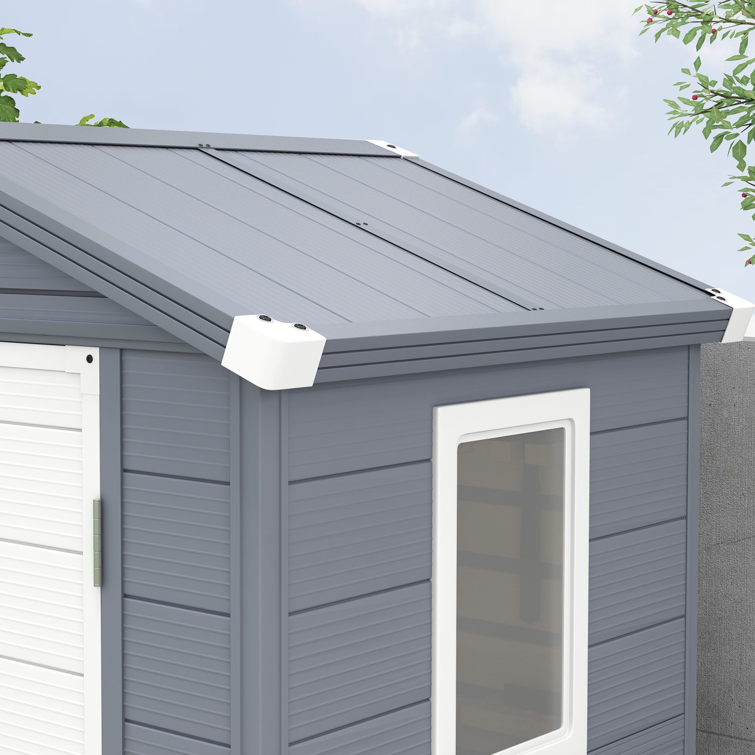 Sustainable AJUNION Waterproof Plastic Garden Shed with Aluminum Frame and Tools House