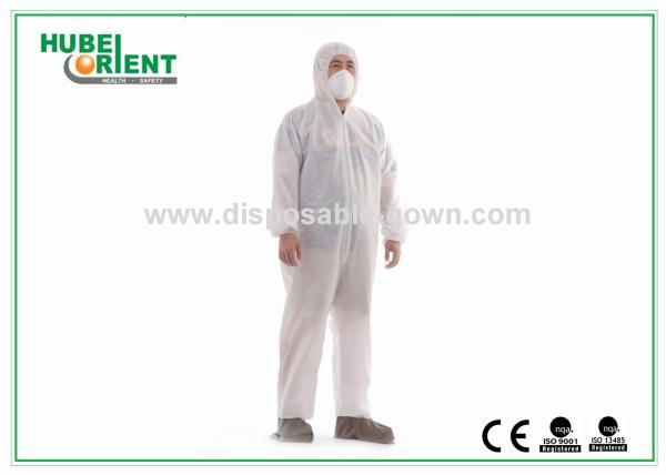 White Protective Disposable Coveralls With Both Hood And Feetcover For Protect