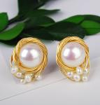 Pearl Earring Set Metal Gold Plated Dangle Earrings Heart Butterfly Hoop Earring