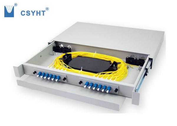 Drawer Type 12 Port Fiber Optic Patch Panel 19 Inch 1U Height With Splice