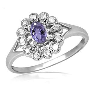 China Jewelers Club 1/4 Carat T.G.W. Tanzanite And White CZ Accent Sterling Silver Ring factory