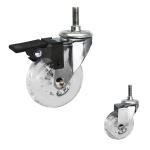 3" Clear PU Wheel Soft Casters For Chairs Threaded Stem Swivel Castors