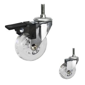 China 50mm Transparent Furniture Casters For Threaded Stem Chrome Painted Soft Castors Swivel With Lock factory