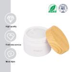 120ml cylindrical white Smooth Plastic Bottle With bamboo Lid For Empty Cream