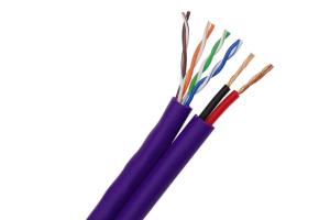 China UTP CAT5E 24 AWG Bare Copper with 2 Core Bare Copper Power IP Camera Cable factory