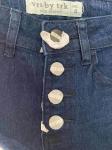 4 Buttons Ladies High Waisted Skinny Jeans Dark Blue 85% Cotton 13% Polyester