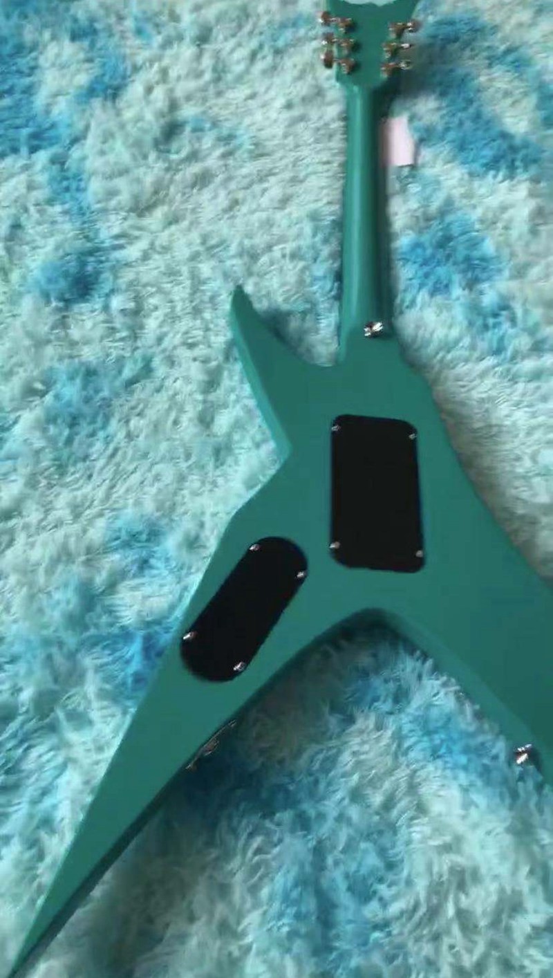 6 Strings Guitar 39 Inch V Shape Electric Guitar Neck Through Active Guitar Mahogany Wood Body Matte Pink Green Black Re