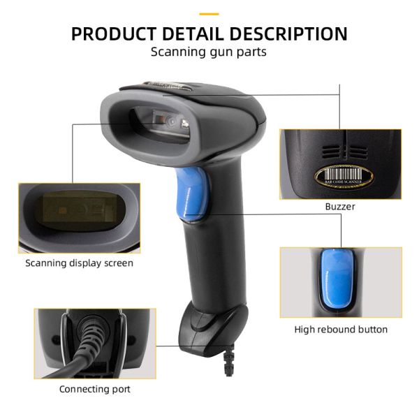 Manual Trigger Mode 2D Wireless Barcode Reader with Scanning and ≥4mil Optical Resolution