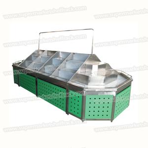 China Supermarket 1.2M 1.65M Vegetable Fruit Green 150kg Display Stands For Vegetables factory