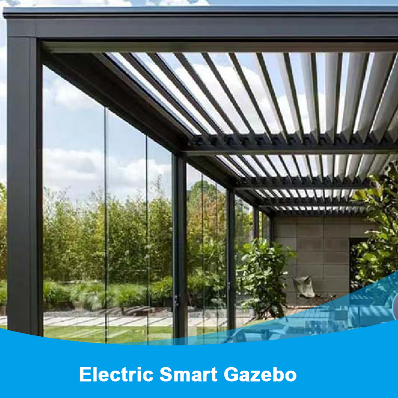 Electric Louver Turning Pavilion Outdoor Villa Courtyard Smart Flip Ecological Sun Room Windproof Rolling Curtains Shade The Sun