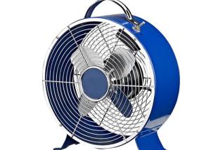China Blue Decorative Retro Portable Fan 4 Pcs Iron Blades 60W 60Hz Full Copper Motor factory