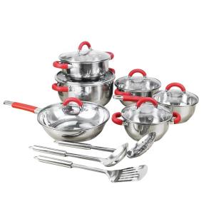 China Kitchenware cooking set 15pcs stainless steel cookware set with tools factory