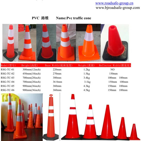 High Visibility 90CM 36" Height Black Base Traffic Cone for Road Safety Traffic Management