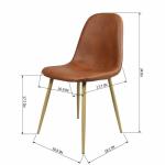 Modern Style Black Metal Base Brown Faux Leather Dining Room Chairs