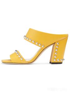 China Lambskin ODM Women High Heeled Shoes With Metallic Dome Embellishments factory