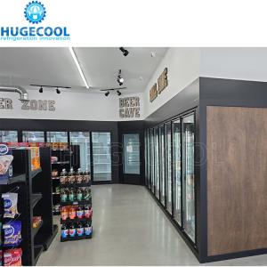 China Commercial Walk In Freezer Cooler With Automatic Rebound Glass Door And Scroll Compressor factory