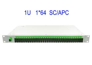 China 1U Rack Mount 1 × 64 SM Fiber Optic PLC Splitter SC/APC Box 19 Inches white factory