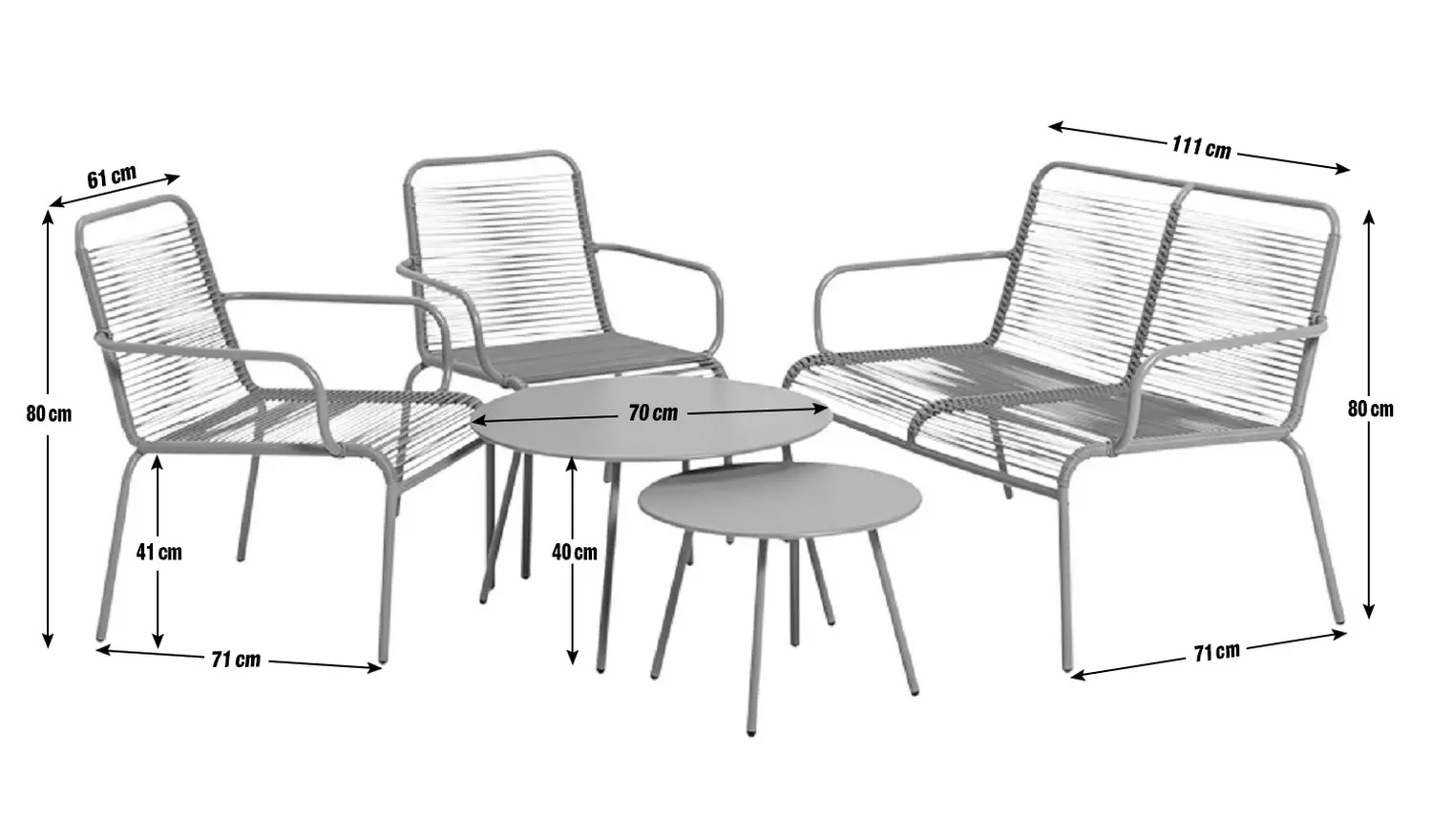 Villa AJUNION 4 Seater Metal Garden Furniture Balcony Patio Set Bistro Set Steel Garden Set