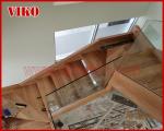Solid Wood Staircase VK64S Tread American Oak ,Railing tempered glass, Handrail