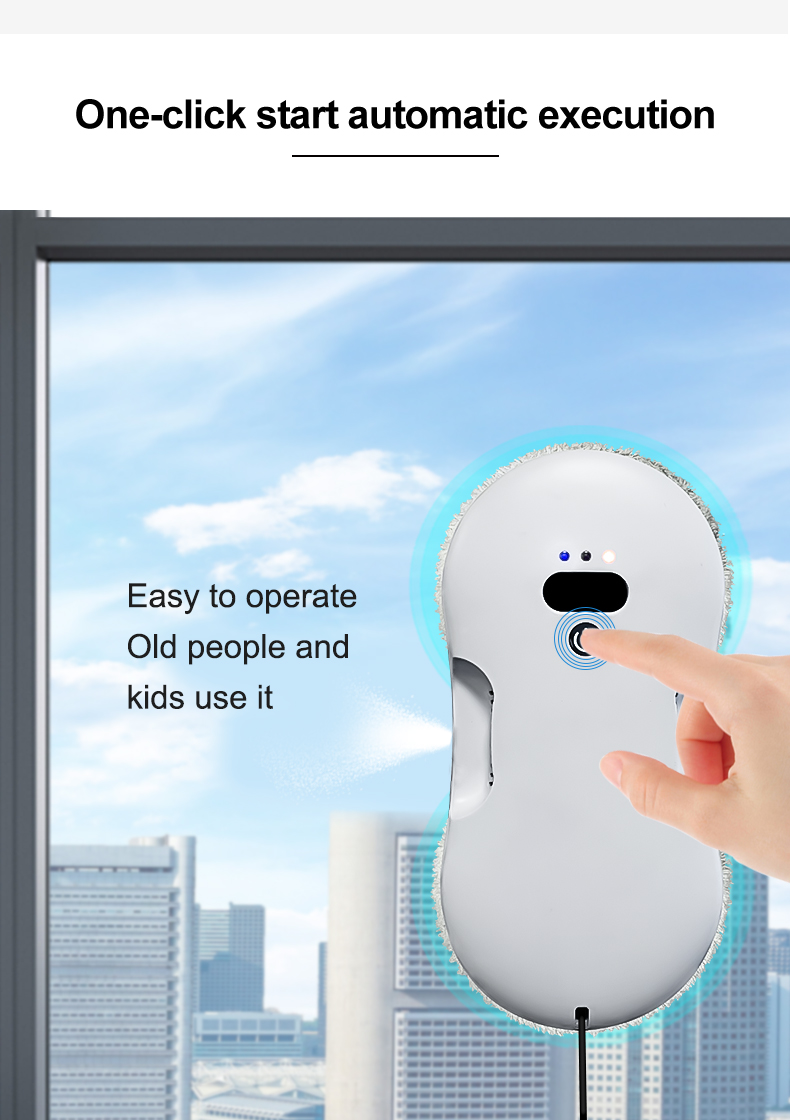 Convenient Remote Control Household Electric Window Cleaning Robot with 4m Safety Rope