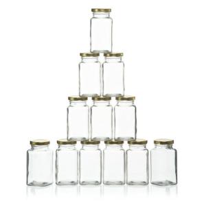 China BPA Free Transparent 200ml Square Glass Jars With Lid factory