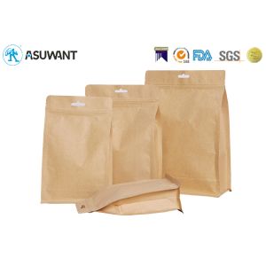 China Gravure Printing Flat Bottom Biodegradable Kraft Paper k Bag on sale