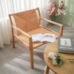 Natural Design Oak Wood Woven Cord Armrest Sofa Chairs for Kitchen Solid Wood