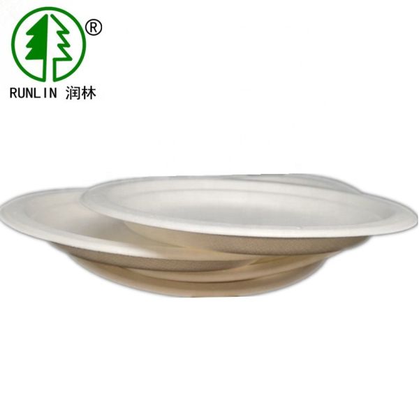 100% Biodegradable Disposable Bagasse Plates for Fast Food Restaurants