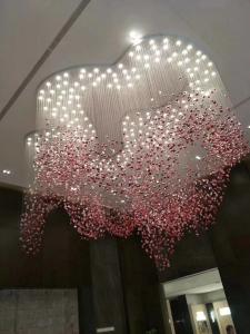 China Hanging Pendant Light Custom Large Project Hotel Lobby Hall Villa Modern Glass Chandelier Light factory