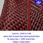 Plane Pattern Woven Aramid Fabric / High Strength Red Carbon Fiber Kevlar Cloth