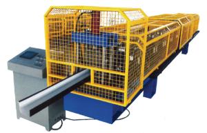 China 7.5Kw Main Motor Half Square Gutter Downspout Roll Forming Machine By Chain Drive Transmission factory
