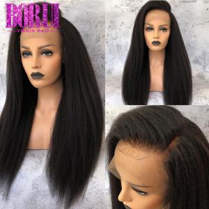 China 100% Virgin 360 Lace Frontal Wig Brazilian Yaki Straight Natural Black factory