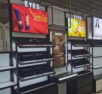2200*350*2400mm Makeup Display Shelves With Try Up Table Luminous Mirror