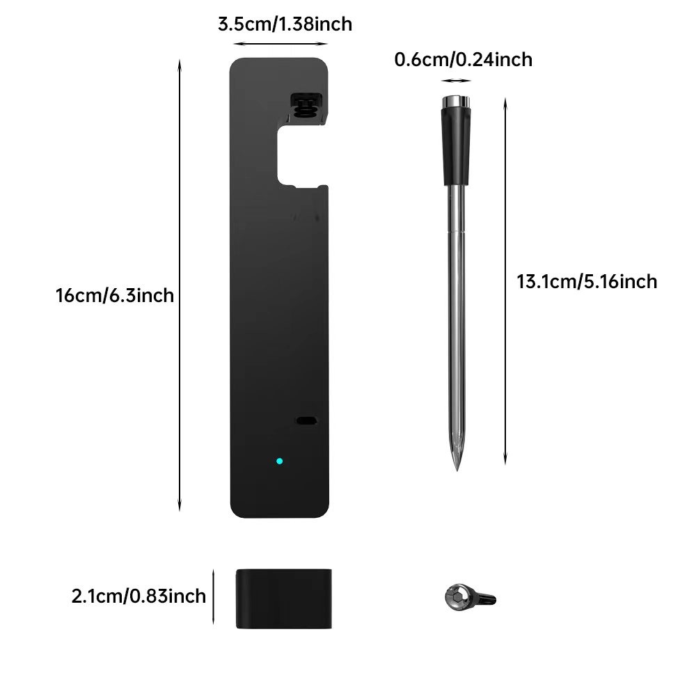 Long distance 150m Remote Smart Bbq Thermometer Instant Read Digital Bluetooth 5.0 Wireless Meat Thermometer 10 Modes Meat Thermometer