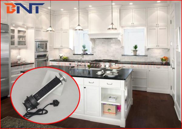 UK Standard Pop Up Counter Outlet , Vertical Pull Up Tower Socket