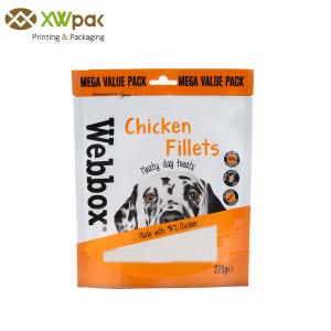 China Custom Printed 275g Stand Up Dog Food Bags With Handle &amp; transparent window factory