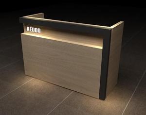 China Wooden MDF Retail Checkout Counters With LED Light Customized Size / Color factory